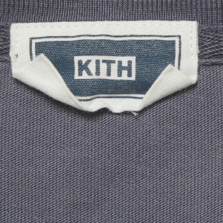 Pre Owned Kith Grey Logo Print Jersey Crewneck T-Shirt L