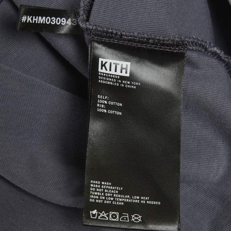 Pre Owned Kith Grey Logo Print Jersey Crewneck T-Shirt L