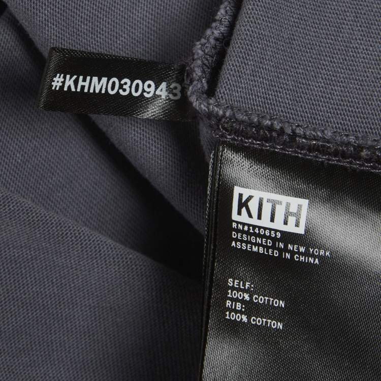Pre Owned Kith Grey Logo Print Jersey Crewneck T-Shirt L