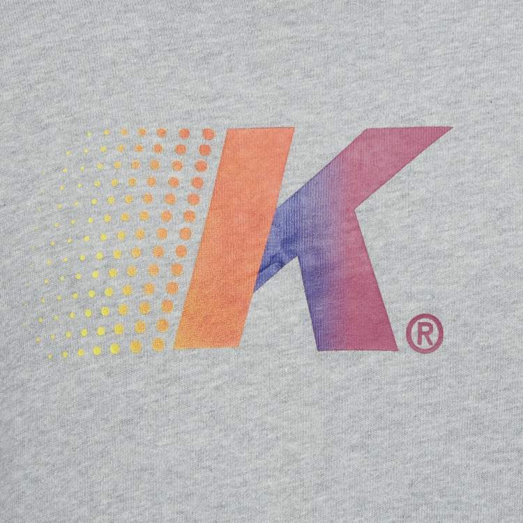 Pre Owned Kith Grey Logo Flocked Jersey Crewneck T-Shirt M