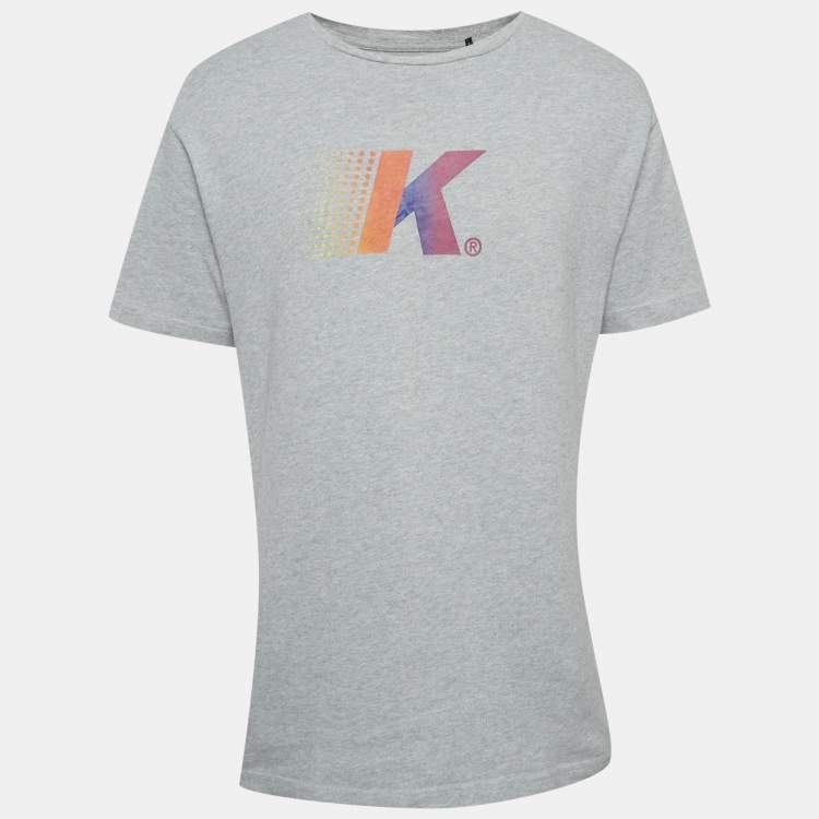 Pre Owned Kith Grey Logo Flocked Jersey Crewneck T-Shirt M