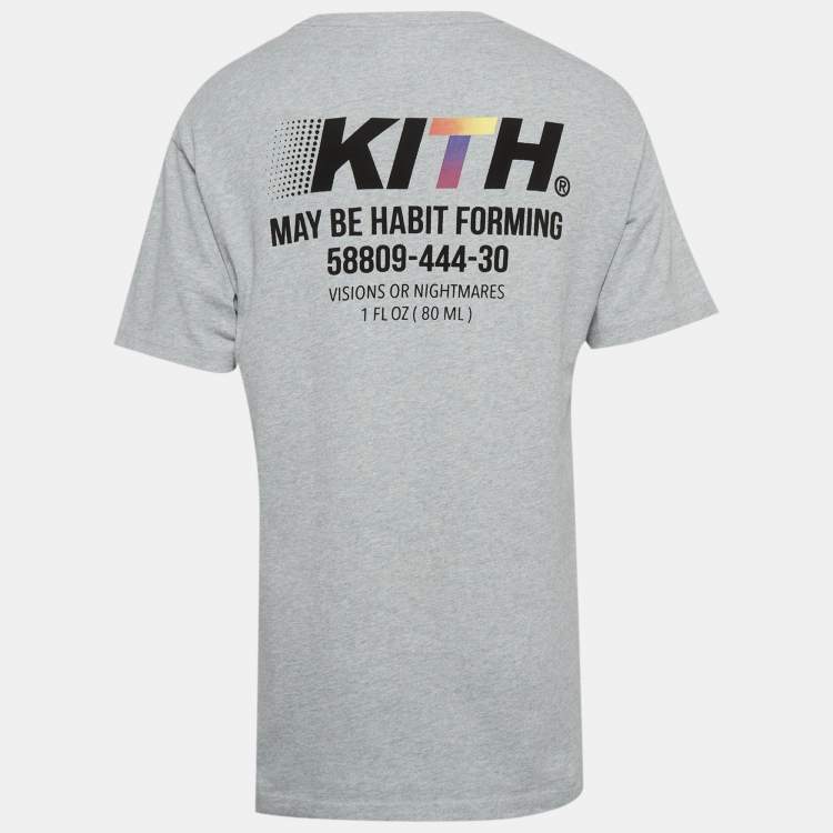 Pre Owned Kith Grey Logo Flocked Jersey Crewneck T-Shirt M