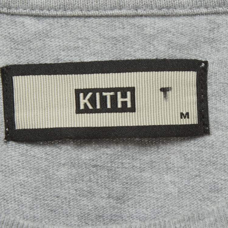 Pre Owned Kith Grey Logo Flocked Jersey Crewneck T-Shirt M