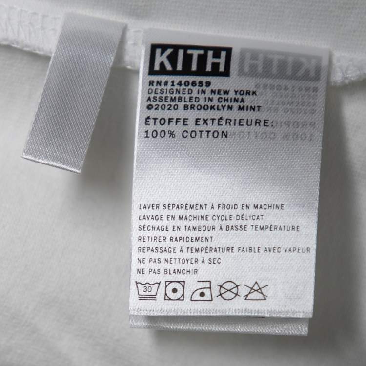Pre Owned Kith x Biggie White Logo Printed Cotton Crewneck T-Shirt L