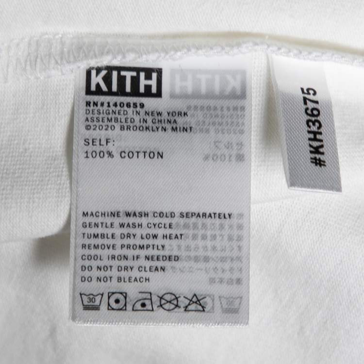 Pre Owned Kith x Biggie White Logo Printed Cotton Crewneck T-Shirt L