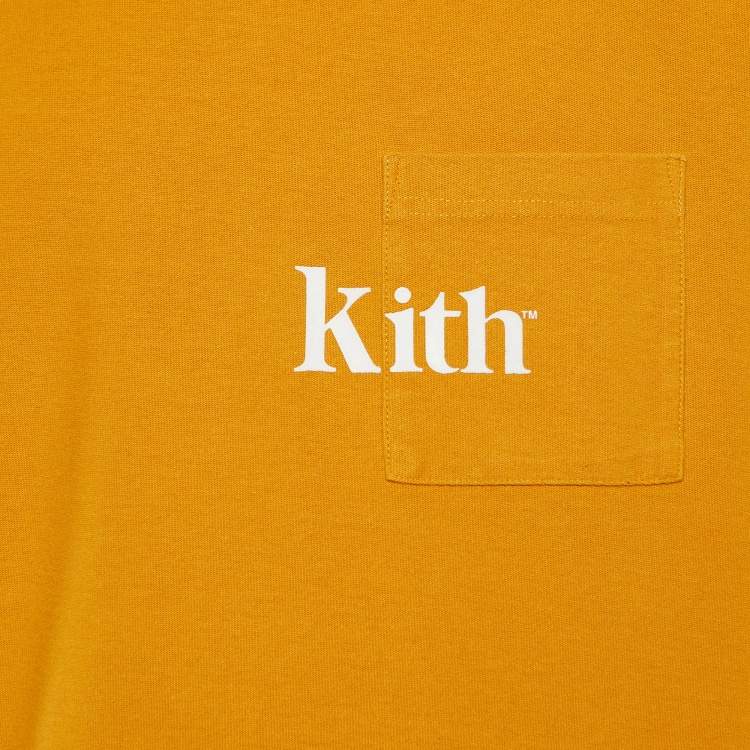 Pre Owned Kith Mustard Yellow Cotton Knit Logo Printed Crewneck T-Shirt S