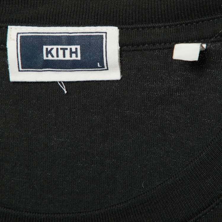 Pre Owned Kith Black On Target Logo Printed Cotton Knit Crewneck T-Shirt L