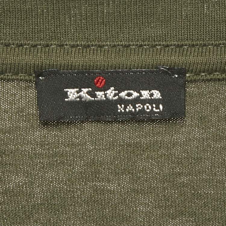 Pre Owned Kiton Olive Green Logo Embroidered Crewneck T-Shirt S