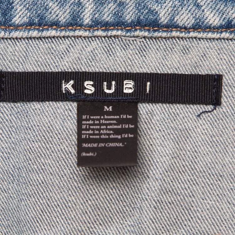 Pre Owned Ksubi Blue Pipped Classic Heritage Repair Denim Jacket M