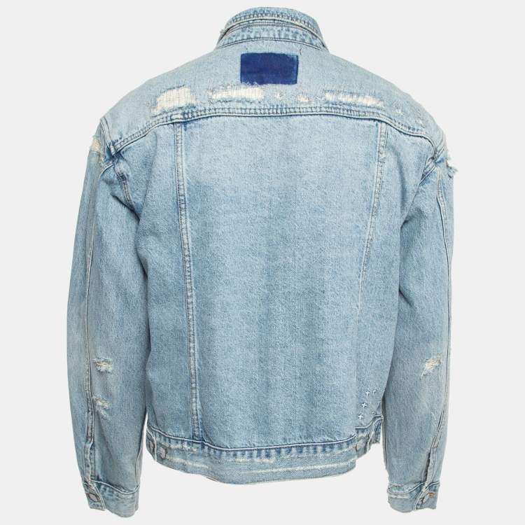 Pre Owned Ksubi Blue Pipped Classic Heritage Repair Denim Jacket M