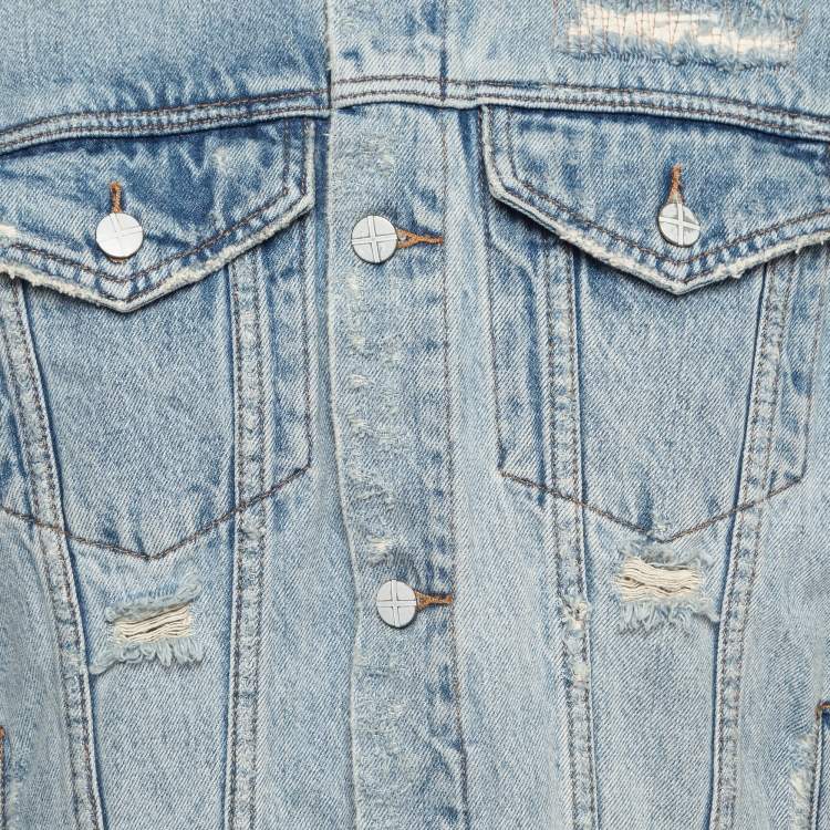 Pre Owned Ksubi Blue Pipped Classic Heritage Repair Denim Jacket M