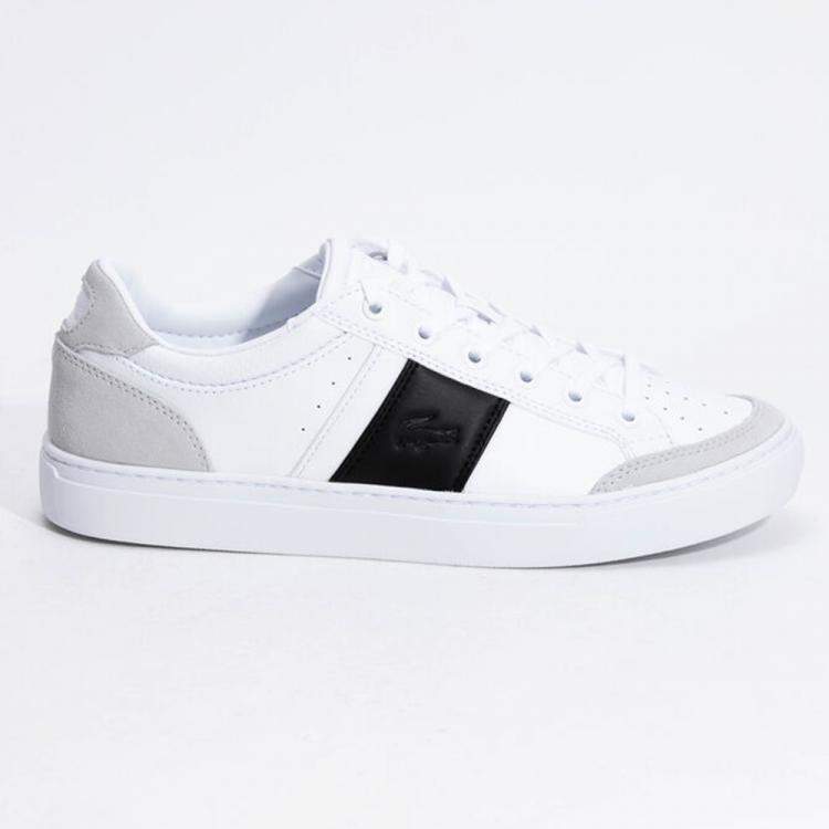 Lacoste White Courtline Lace-Up White/Black Sneakers Size 44.5 ...