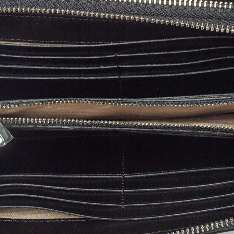 Pre Owned Lancaster Black Leather Mathias Double Zip Travel Organizer Wallet