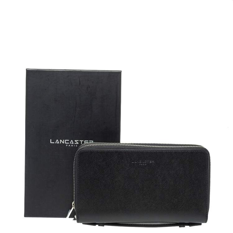 Pre Owned Lancaster Black Leather Mathias Double Zip Travel Organizer Wallet