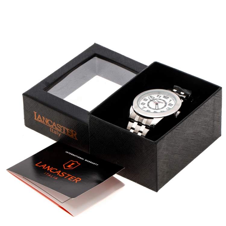 Pre Owned Lancaster Silver White Stainless Steel NPU Sportif Men's Wristwatch 44 mm