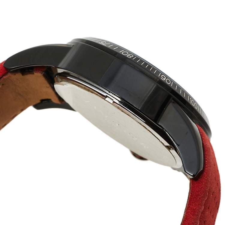 Pre Owned Lancaster Black PVD Stainless Steel Leather OLA-EK2014 Men's Wristwatch 45 mm