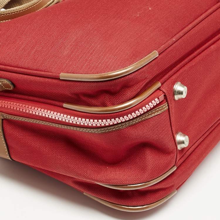 Pre Owned Lancel Red Canvas Weekender Travel Bag