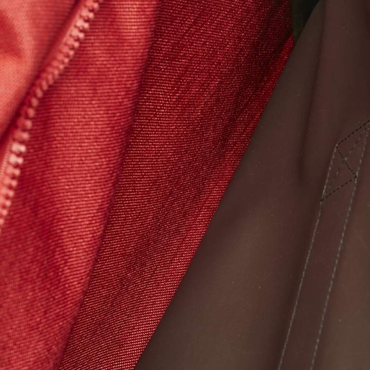 Pre Owned Lancel Red Canvas Weekender Travel Bag