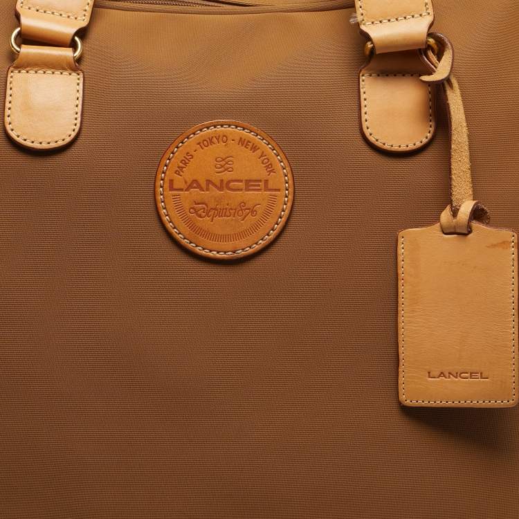 Pre Owned Lancel Tan Nylon and Leather Logo Suitcase