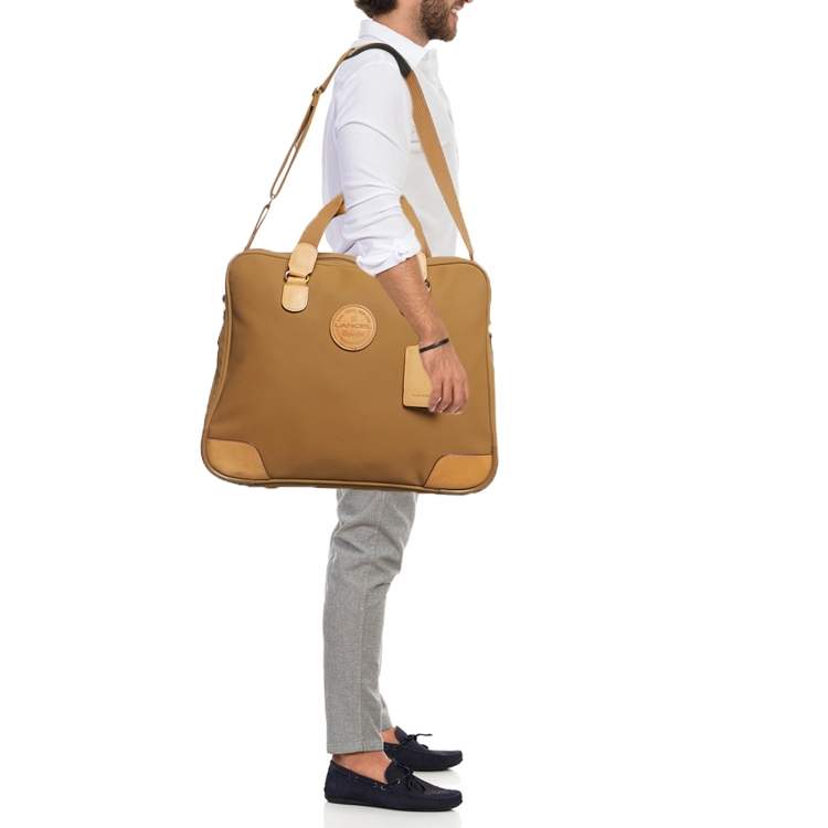 Pre Owned Lancel Tan Nylon and Leather Logo Suitcase