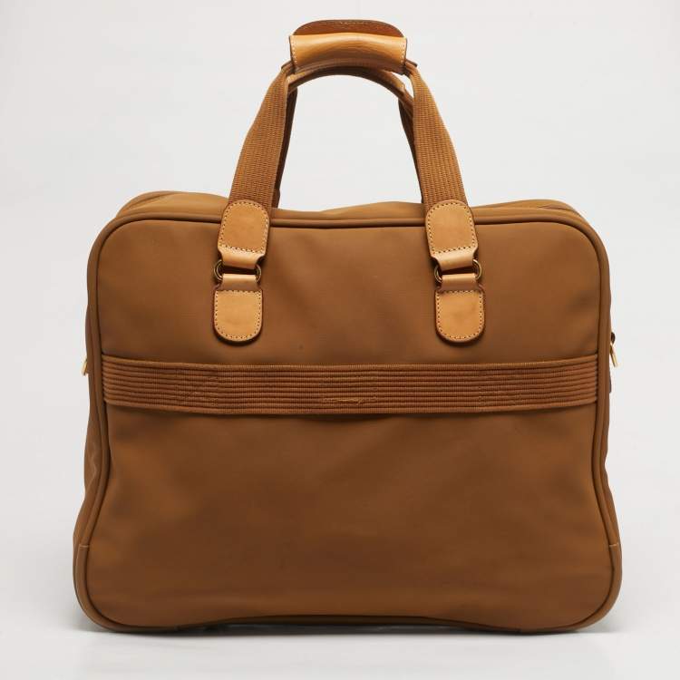 Pre Owned Lancel Tan Nylon and Leather Logo Suitcase