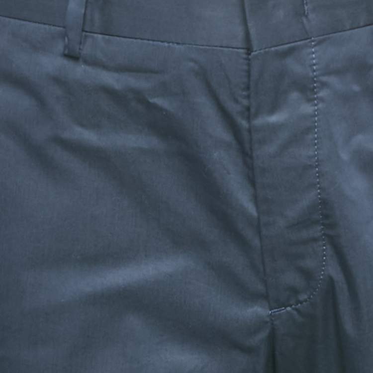 Pre Owned Lanvin Navy Blue Cotton Formal Trousers L