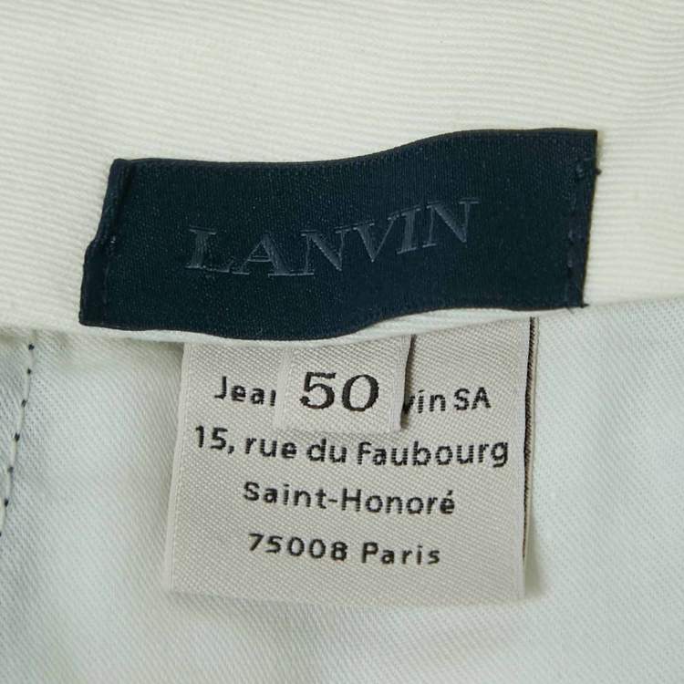Pre Owned Lanvin Navy Blue Cotton Formal Trousers L