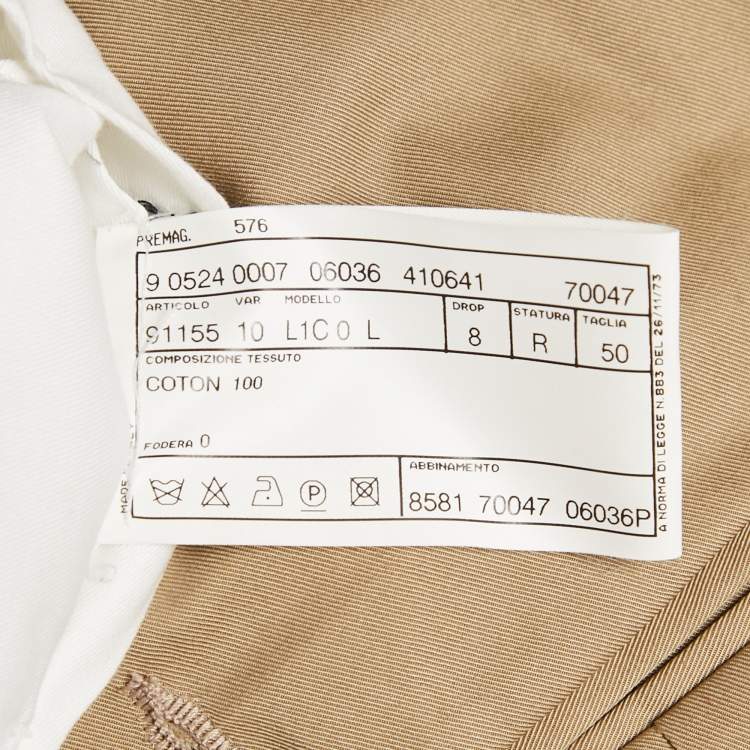 Pre Owned Lanvin Beige Gabardine Regular Fit Trousers L