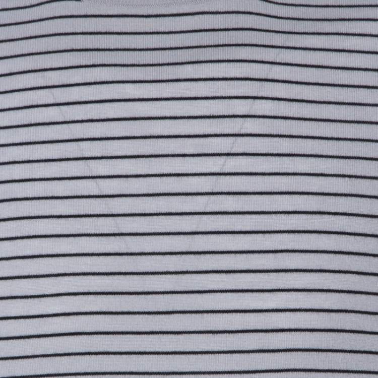 Pre Owned Lanvin Grey Wool Striped Turtle Neck Sweater L