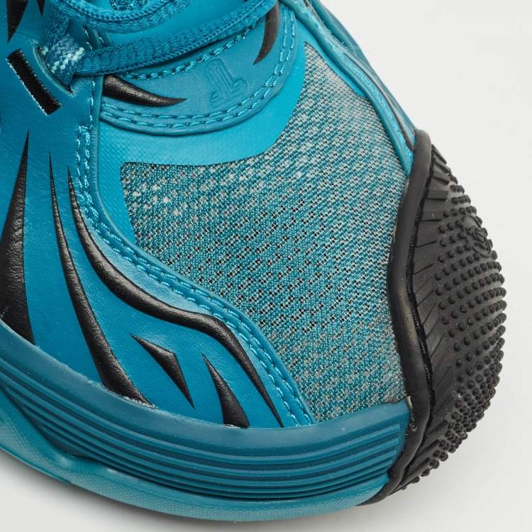 Pre Owned Lanvin Turquoise Blue Mesh and Rubber Flash X Lace Up Sneakers Size 42