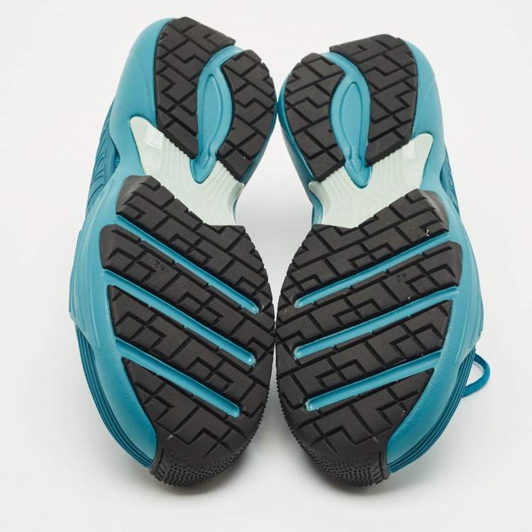 Pre Owned Lanvin Turquoise Blue Mesh and Rubber Flash X Lace Up Sneakers Size 42