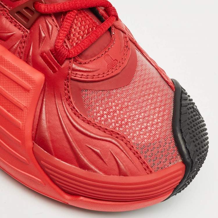 Pre Owned Lanvin Dark Red Mesh and Rubber Flash X Lace Up Sneakers Size 42