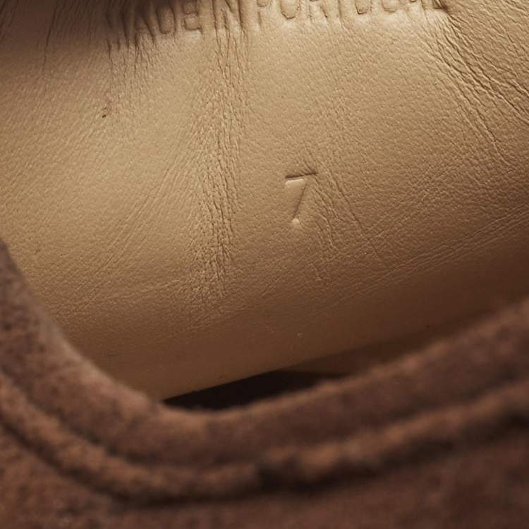 Pre Owned Lanvin Size 41 Brown Croc Embossed Leather and Suede Lace Up Sneakers