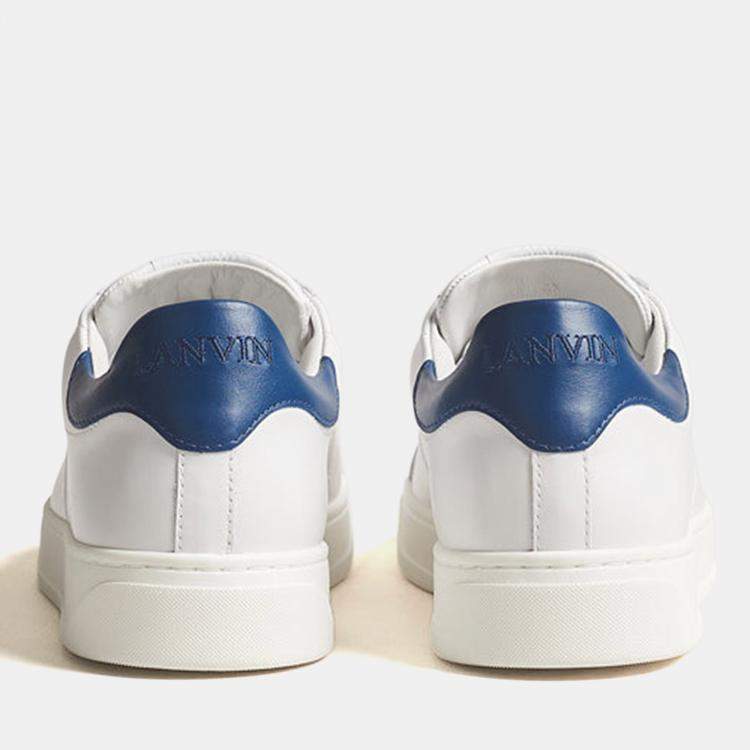 Pre Owned Lanvin Leather Sneaker in White/ Dark Blue Size 35