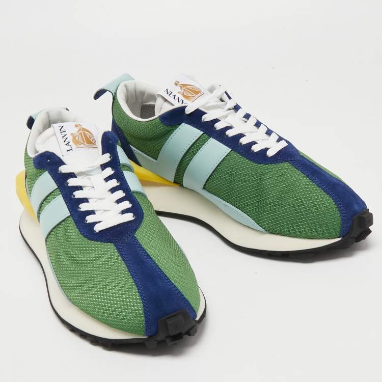 مملوكة مسبقًا Lanvin Tricolor Mesh and Leather Bumper Sneakers Size 46