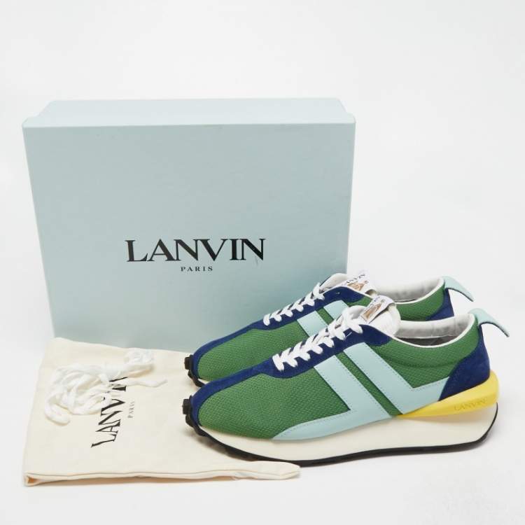 مملوكة مسبقًا Lanvin Tricolor Mesh and Leather Bumper Sneakers Size 46
