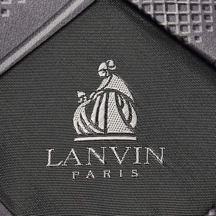Pre Owned Lanvin Grey Printed Satin Silk Tie