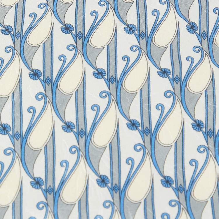 Pre Owned Lanvin Blue Printed Silk Traditional Tie 
