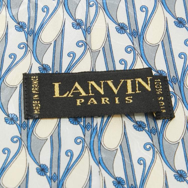 Pre Owned Lanvin Blue Printed Silk Traditional Tie 