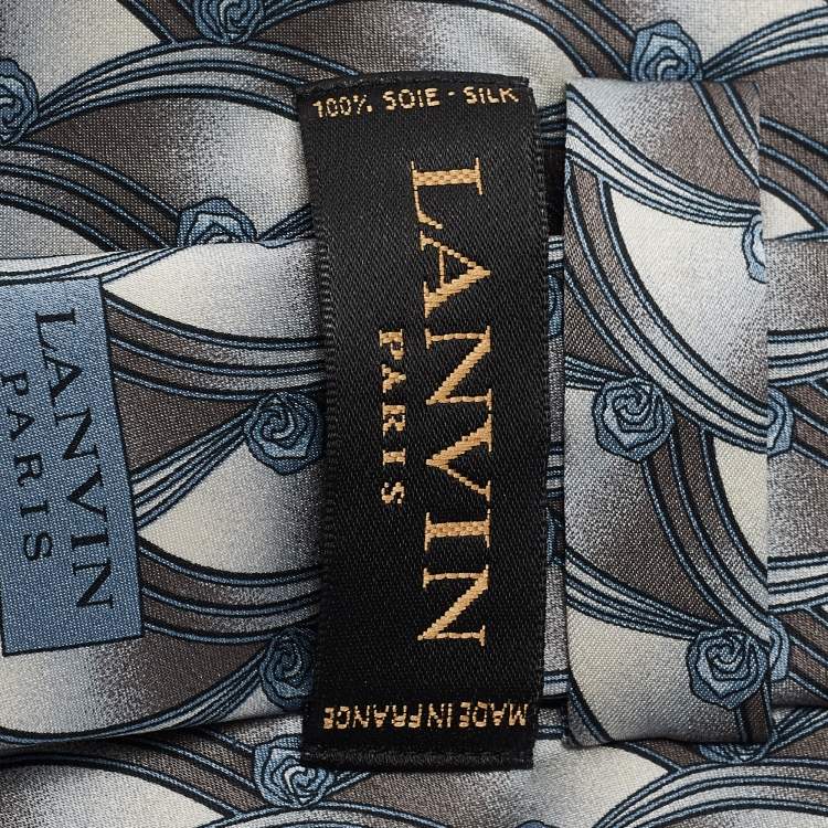Pre Owned Lanvin Grey Printed Silk Tie 
