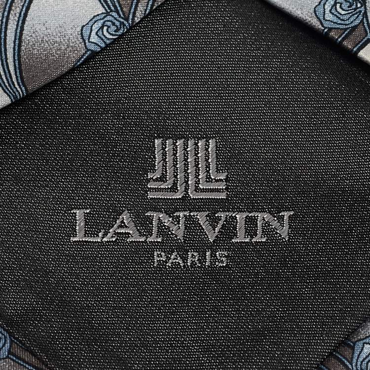 Pre Owned Lanvin Grey Printed Silk Tie 