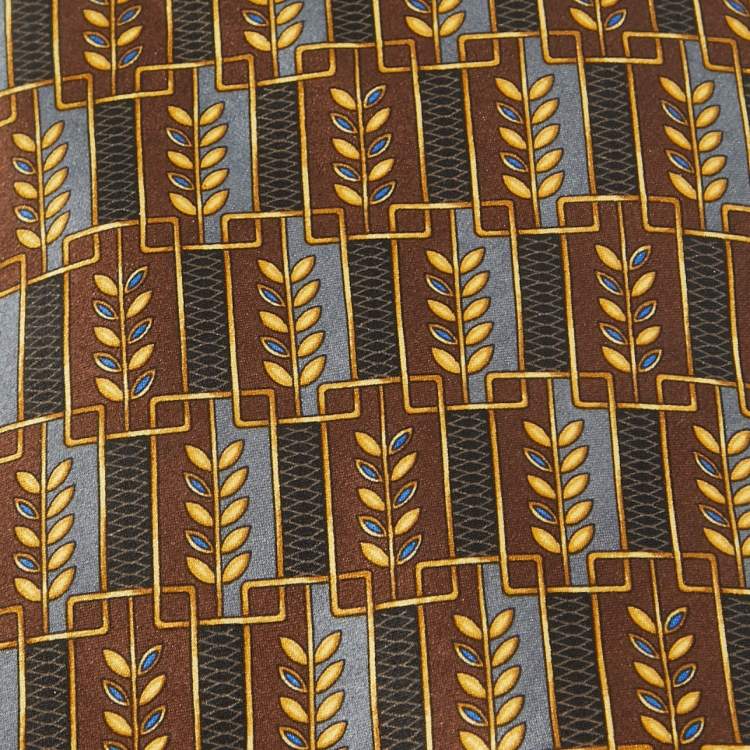 Pre Owned Lanvin Brown Printed Silk Traditional Tie 
