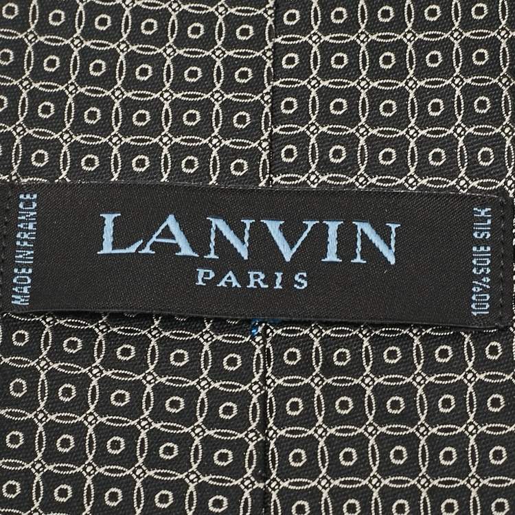 Pre Owned Lanvin Grey Patterned Silk Classic Tie