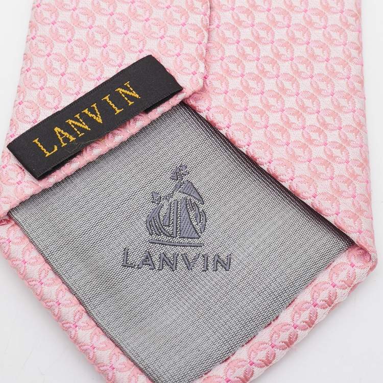 Pre Owned Lanvin Pink Geometric Print Traditional Silk Tie