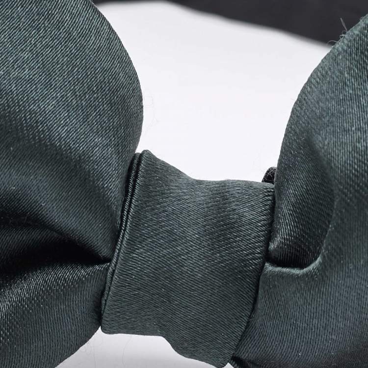 Pre Owned Lanvin Dark Green Silk Double Bow Tie