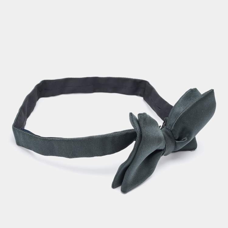 Pre Owned Lanvin Dark Green Silk Double Bow Tie