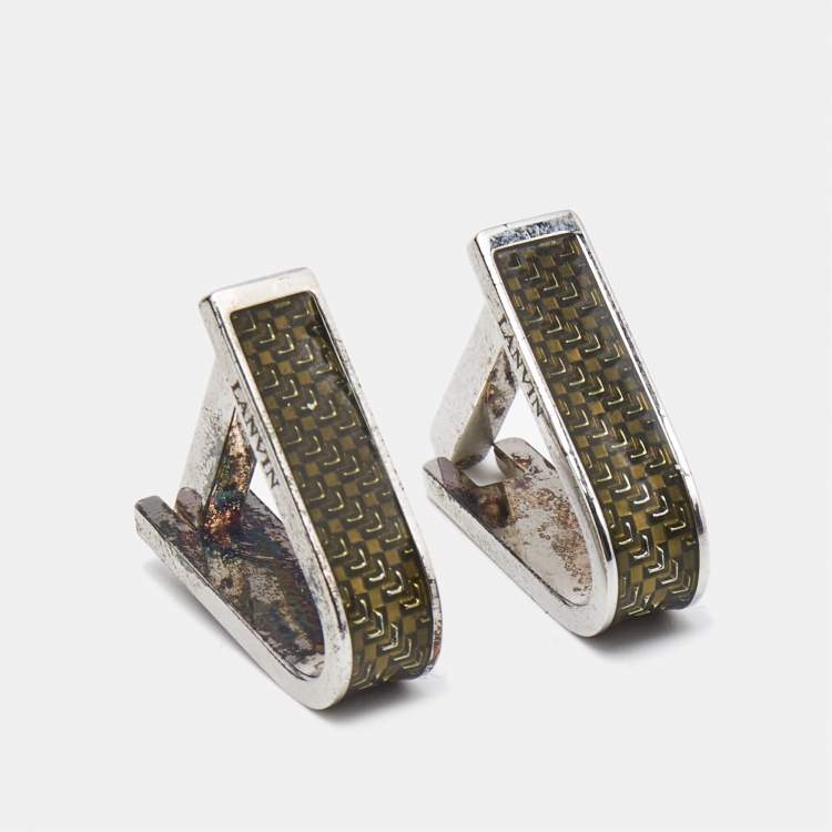 Pre Owned Lanvin Enamel Sterling Silver Cufflinks