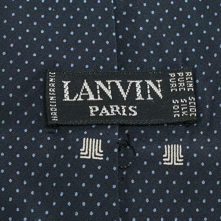Pre Owned Lanvin Blue Dots Print Silk Tie