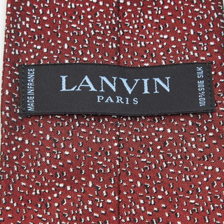 Pre Owned Lanvin Maroon Patterned Silk Classic Tie 