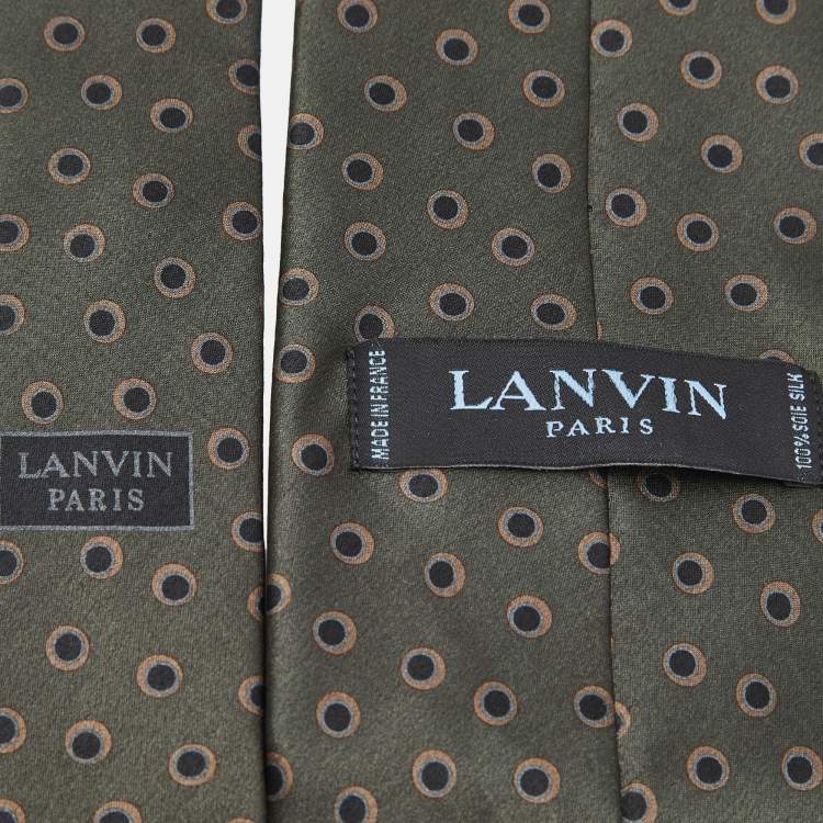 Pre Owned Lanvin Green Print Silk Tie